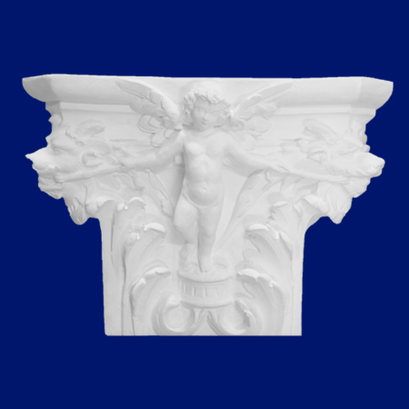 Capitel de columna de escayola con ángel